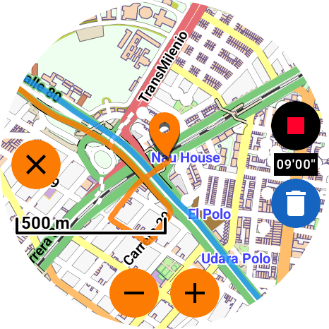 Ghost track overlay showing blue line on live map