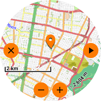 Map view with GPS marker on watch