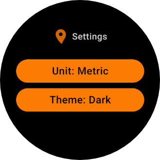 App settings screen